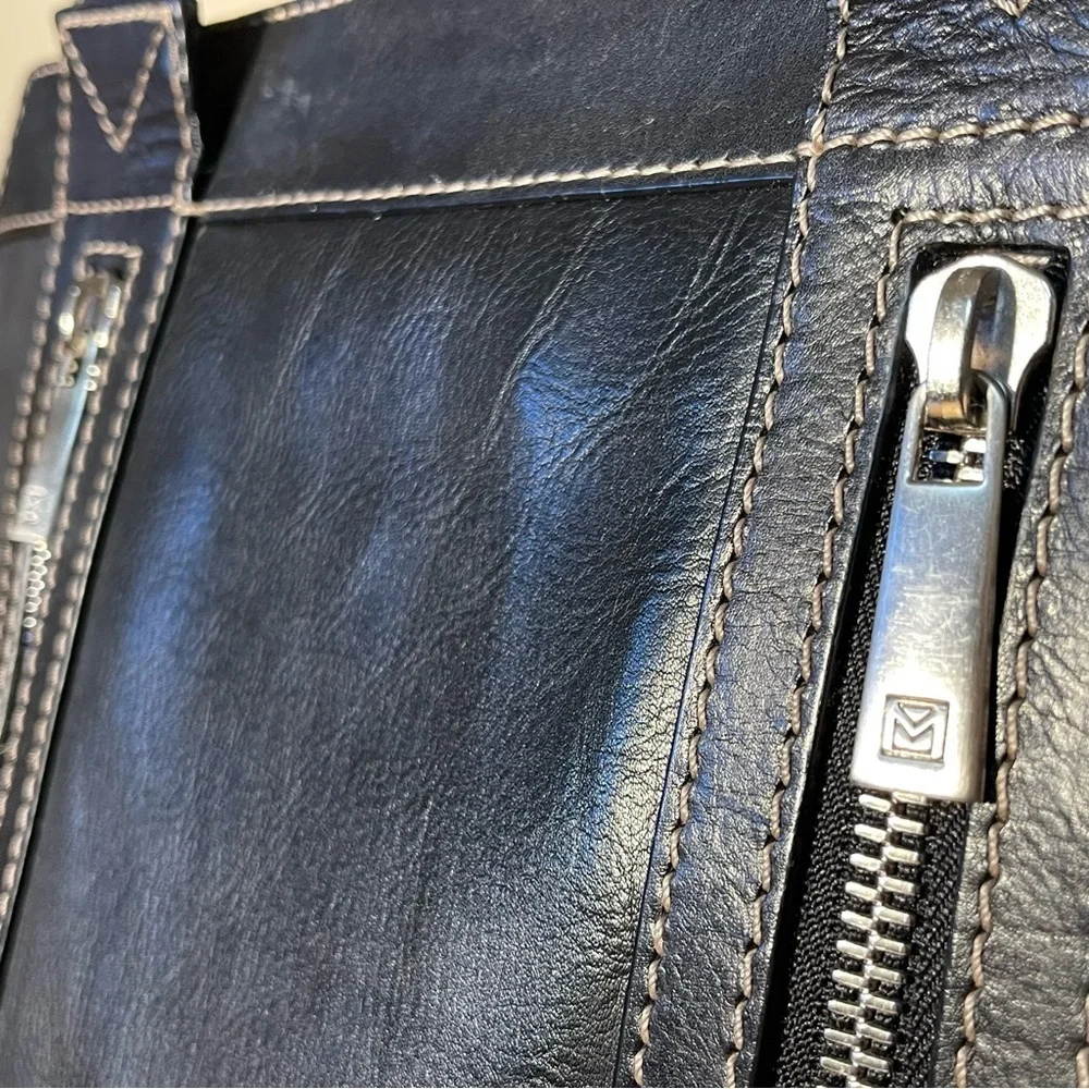 MICHAEL Michael Kors Black Leather Satchel Double Handle Zip Pocket Shoulder Bag